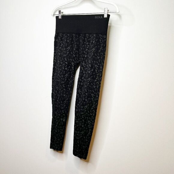 Soul Womens Black Elastic Waist Pull On Compression Legging Size Medium - Picture 1 of 6